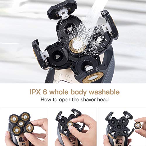 Electric Razor for Men Head Shaver for Bald Men Grooming Kit 5 in 1 Wet Dry R...