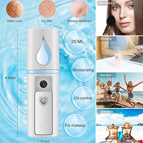 Nano Facial Mister Portable Mist Sprayer with Mirror Mini Cool Mist Spray for...