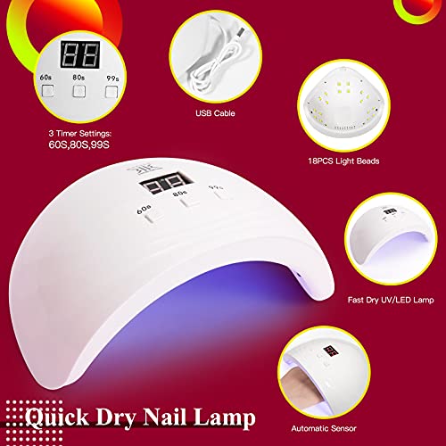 RSTYLE Gel Nail Polish Starter Kit with U V Light, 10 Colors Red Pink Blue Gr...