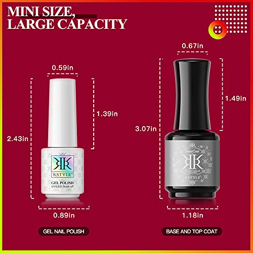 RSTYLE Gel Nail Polish Starter Kit with U V Light, 10 Colors Red Pink Blue Gr...
