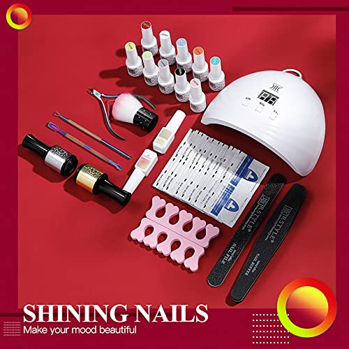 RSTYLE Gel Nail Polish Starter Kit with U V Light, 10 Colors Red Pink Blue Gr...