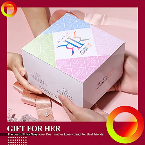 RSTYLE Gel Nail Polish Starter Kit with U V Light, 10 Colors Red Pink Blue Gr...