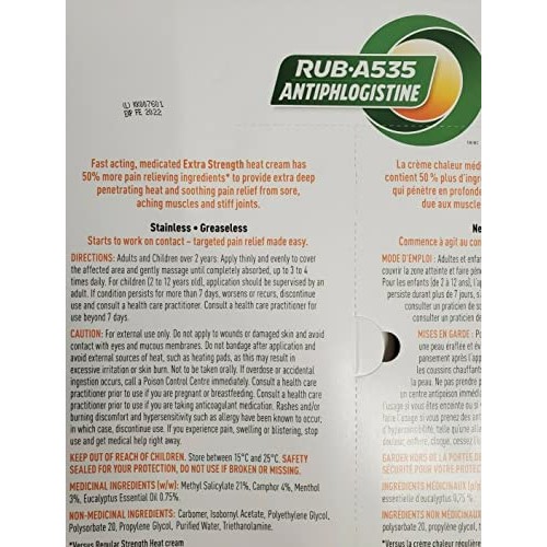 Rub A535 Antiphlogistine Extra Strength Cream 350g Bottles Plus 100g Tube Val...