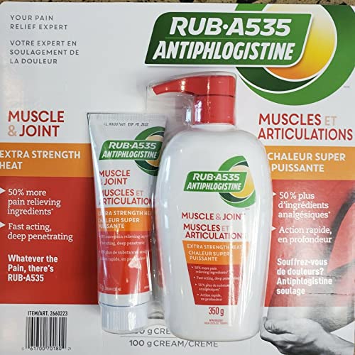 Rub A535 Antiphlogistine Extra Strength Cream 350g Bottles Plus 100g Tube Val...
