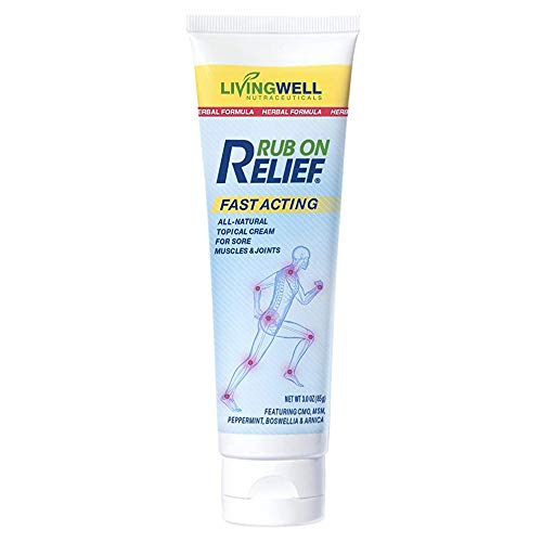 Rub on Relief Fast Acting Pain and Ache Relief Natural Cream for Muscles, Nec...