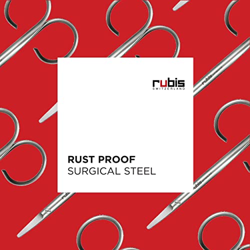 Rubis Stainless Steel Infant Nail Scissors with Blue Leather Elephant Case, F...