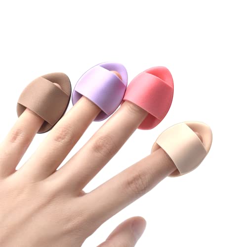 RUBIXIAN Finger Puff, 4 Pcs Mini Makeup Puff, Super Soft Beauty Makeup Tools,...