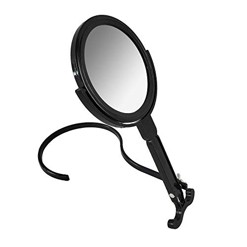Rucci Round Portable Lightweight 5x/1x Magnifying Neck Mirror Piano Black - 4...