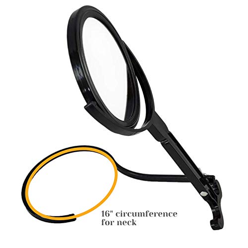 Rucci Round Portable Lightweight 5x/1x Magnifying Neck Mirror Piano Black - 4...