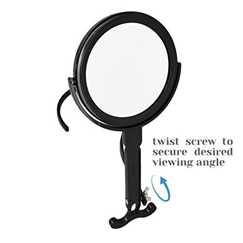Rucci Round Portable Lightweight 5x/1x Magnifying Neck Mirror Piano Black - 4...
