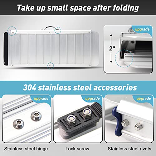 Ruedamann 3'L×28.7" W Aluminum Folding Threshold Ramp,Holds up to 600 lbs,Whe...