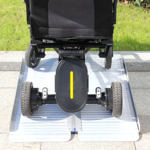Ruedamann 3'L×28.7" W Aluminum Folding Threshold Ramp,Holds up to 600 lbs,Whe...