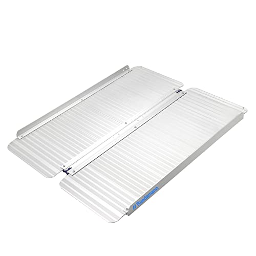 Ruedamann 3'L×28.7" W Aluminum Folding Threshold Ramp,Holds up to 600 lbs,Whe...