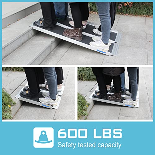 Ruedamann 3'L×30.3" W, 600 lbs Capacity Non-Skid Threshold Ramp, Portable Alu...