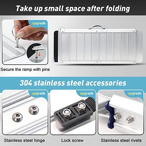 Ruedamann 3'L×30.3" W, 600 lbs Capacity Non-Skid Threshold Ramp, Portable Alu...