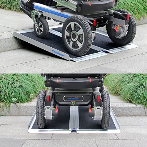 Ruedamann 3'L×30.3" W, 600 lbs Capacity Non-Skid Threshold Ramp, Portable Alu...