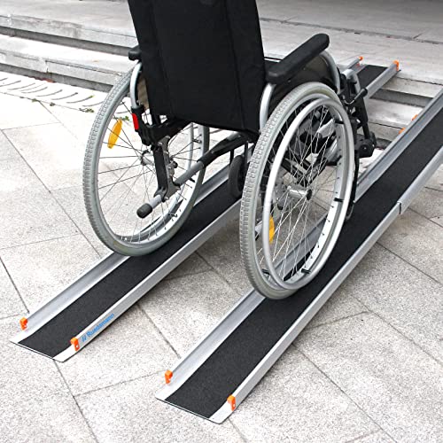 Ruedamann 7'L×8.3" W Adjustable Aluminum Wheelchair Ramp,600lbs Capacity,Port...