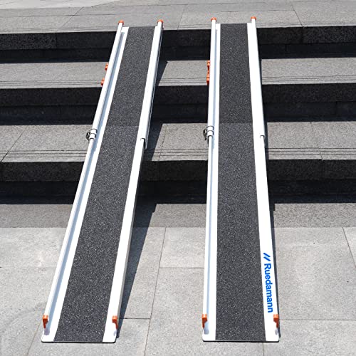 Ruedamann 7'L×8.3" W Adjustable Aluminum Wheelchair Ramp,600lbs Capacity,Port...