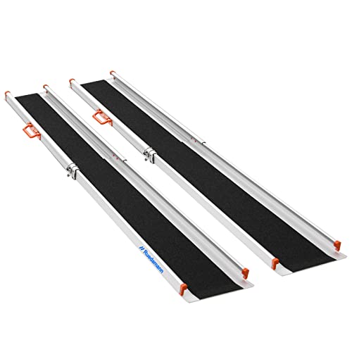 Ruedamann 7'L×8.3" W Adjustable Aluminum Wheelchair Ramp,600lbs Capacity,Port...