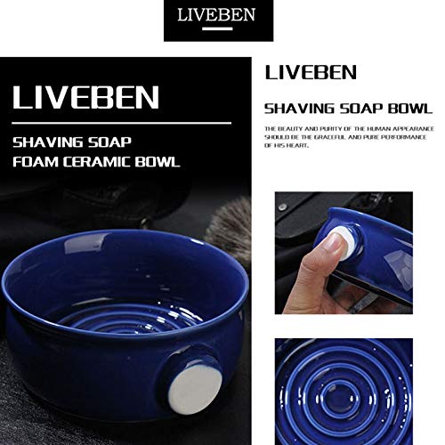 Ruellison Ceramic Men's Shaving Mug Bowl Cup Thread Bottom Wide Mouth for Sha...