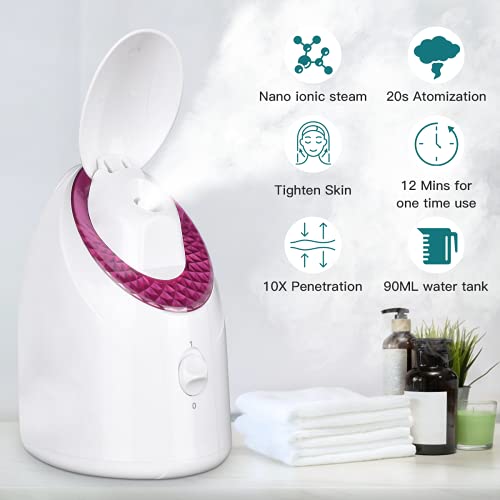 Facial Steamer, RUEOO Nano Hot Steam Face Spa Device Ionic Face Steaming Mach...