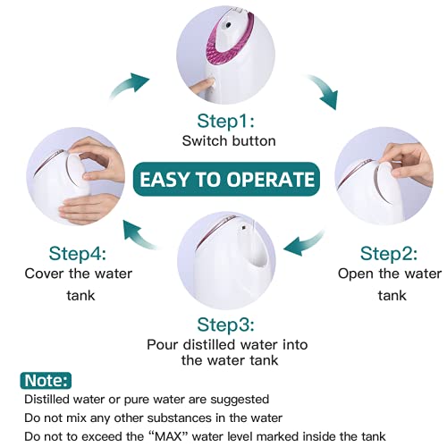 Facial Steamer, RUEOO Nano Hot Steam Face Spa Device Ionic Face Steaming Mach...