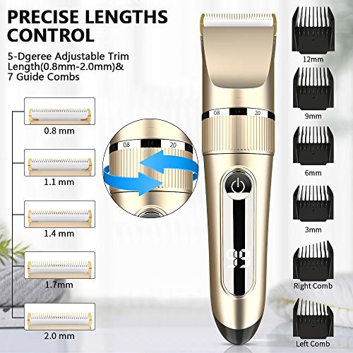 Hair Clippers for Men, RUEOO Cordless Hair Trimmer Set, Rechargeable LED Disp...