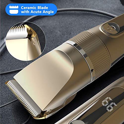 Hair Clippers for Men, RUEOO Cordless Hair Trimmer Set, Rechargeable LED Disp...