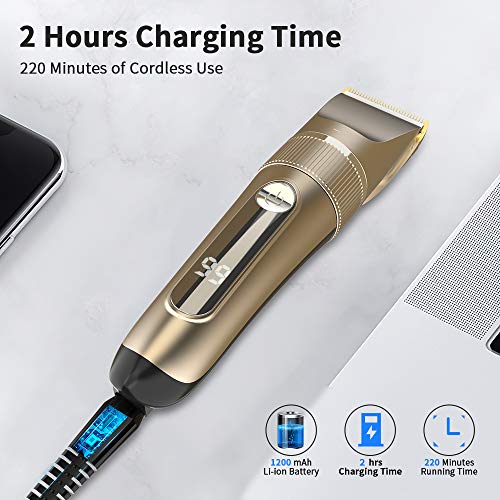 Hair Clippers for Men, RUEOO Cordless Hair Trimmer Set, Rechargeable LED Disp...