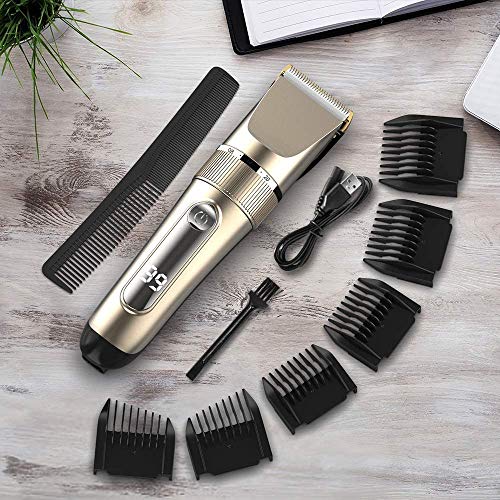 Hair Clippers for Men, RUEOO Cordless Hair Trimmer Set, Rechargeable LED Disp...