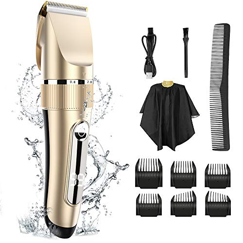 Hair Clippers for Men, RUEOO Cordless Hair Trimmer Set, Rechargeable LED Disp...