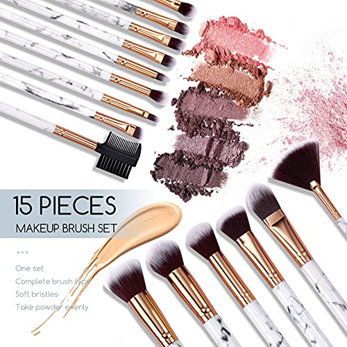 Ruesious 17PCS Makeup Brushes with Makeup Bag | Premium Synthetic Foundation ...