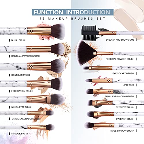 Ruesious 17PCS Makeup Brushes with Makeup Bag | Premium Synthetic Foundation ...