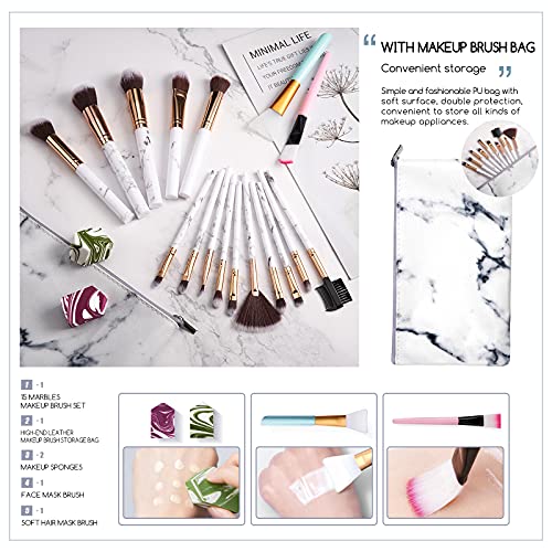 Ruesious 17PCS Makeup Brushes with Makeup Bag | Premium Synthetic Foundation ...