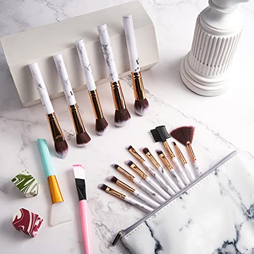 Ruesious 17PCS Makeup Brushes with Makeup Bag | Premium Synthetic Foundation ...