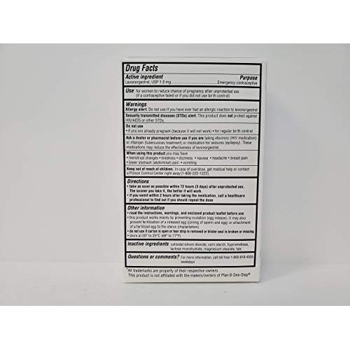 Rugby Levonorgestrel 1.5mg Emergency Contraceptive Tablet (Compare to Plan B ...