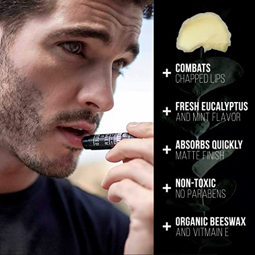 RUGGED & DAPPER Organic Lip Balm Set for Men | Natural Eucalyptus + Mint Flav...