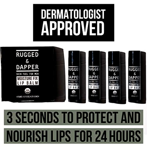 RUGGED & DAPPER Organic Lip Balm Set for Men | Natural Eucalyptus + Mint Flav...