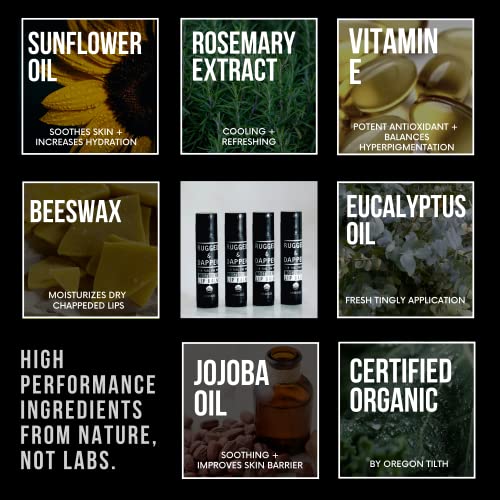 RUGGED & DAPPER Organic Lip Balm Set for Men | Natural Eucalyptus + Mint Flav...