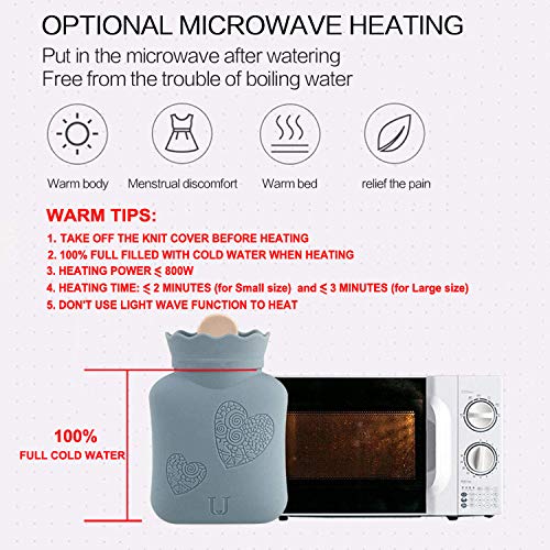 Microwave Heating Face Silicone Mini Hot Water Bottle Bag with Knit Cover, Ho...
