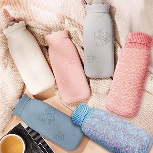 Microwave Heating Face Silicone Mini Hot Water Bottle Bag with Knit Cover, Ho...