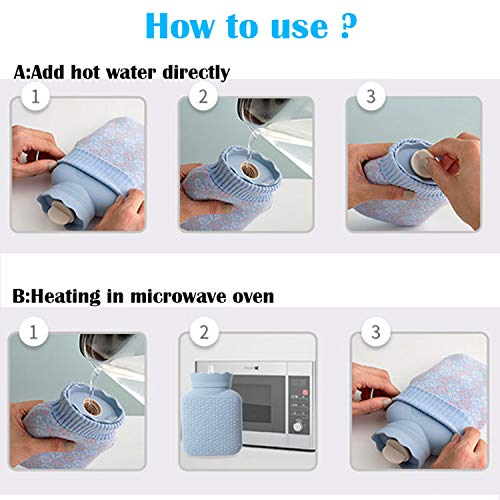 Microwave Heating Face Silicone Mini Hot Water Bottle Bag with Knit Cover, Ho...