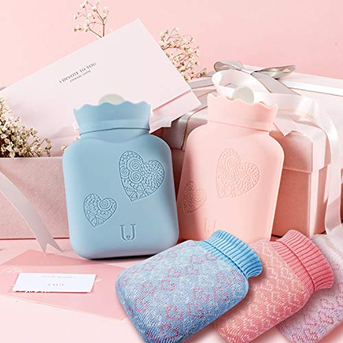 Microwave Heating Face Silicone Mini Hot Water Bottle Bag with Knit Cover, Ho...
