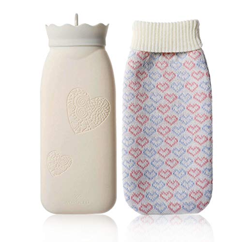 Microwave Heating Face Silicone Mini Hot Water Bottle Bag with Knit Cover, Ho...