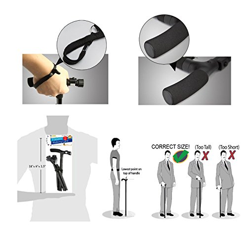 Folding Cane with Led Light, Adjustable Canes and Walking Sticks for Men and ...