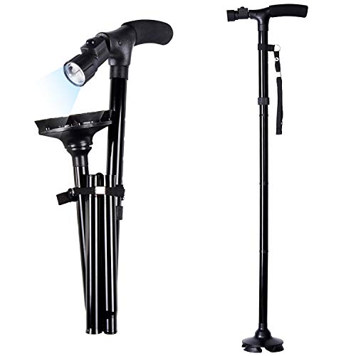 Folding Cane with Led Light, Adjustable Canes and Walking Sticks for Men and ...