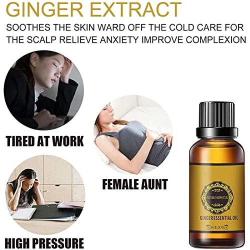 6PCS Belly Drainage Ginger Oil, Slimming Tummy Ginger Oil Ginger Oil Lymphati...