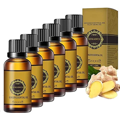 6PCS Belly Drainage Ginger Oil, Slimming Tummy Ginger Oil Ginger Oil Lymphati...