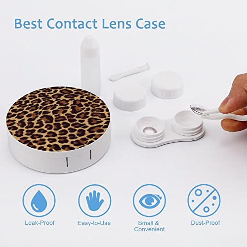 RUORUO Fashion Cosmetic Contact Lens Case Portable Box Kit with Mirror Cheeta...