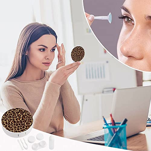 RUORUO Fashion Cosmetic Contact Lens Case Portable Box Kit with Mirror Cheeta...